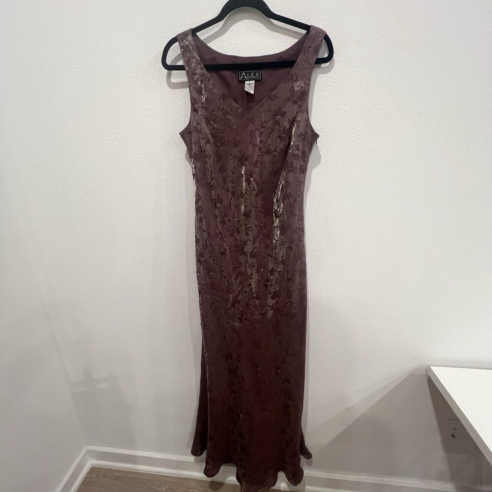 Alex Evenings Dress Iridescent Fairy Evening 90s Y2K Purple Beaded Party Size 16